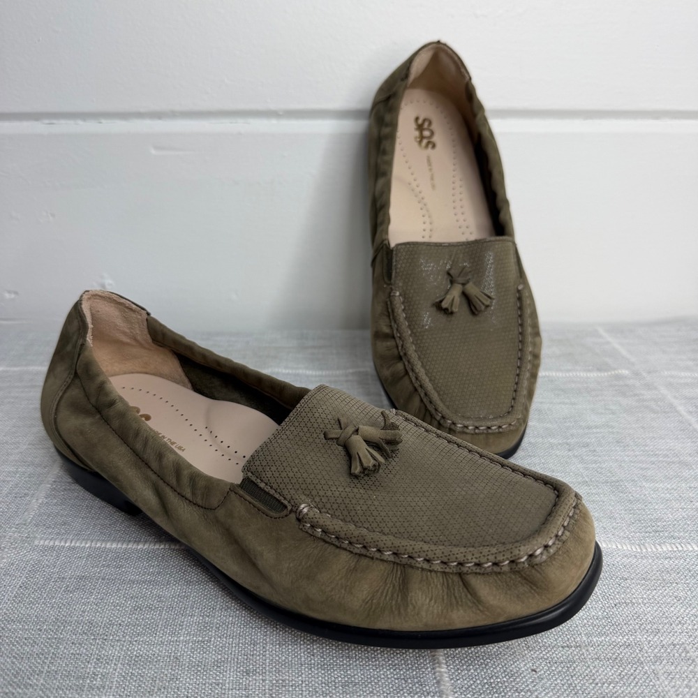 SAS Size 10 WIDE Hope‎ Slip On Loafer Green Tundra